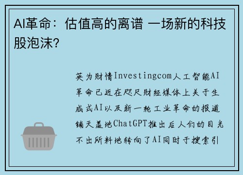 AI革命：估值高的离谱 一场新的科技股泡沫？ 