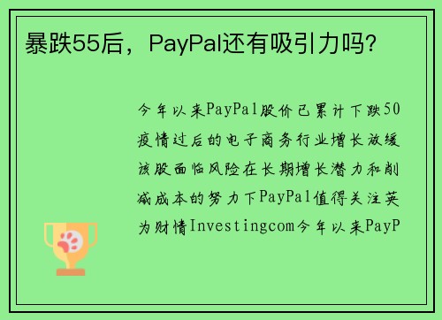 暴跌55后，PayPal还有吸引力吗？ 